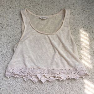 Crop top with crochet trim