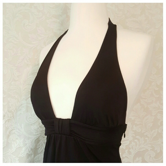 Black Guess Low Cut Halter Dress - Picture 2 of 3