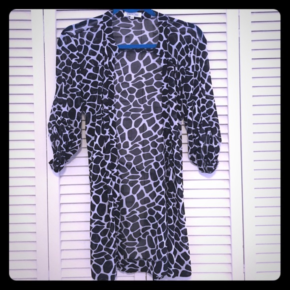 Black and white sheer blouse