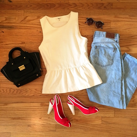 Madewell Cream Peplum Top