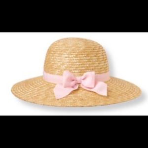 Janie and Jack Pink Bow Straw Hat Size 0-6 Months