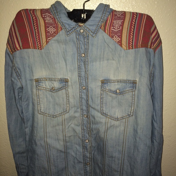 Jean Tribal Button Up - Picture 1 of 3