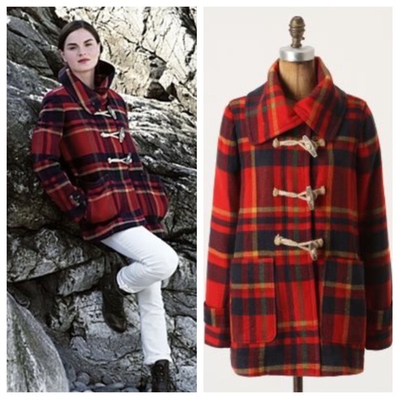 Daughters of Liberation Red Plaid Toggle Coat