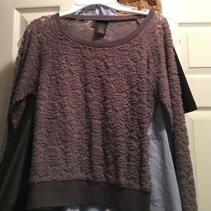 gray see through lace shirt.