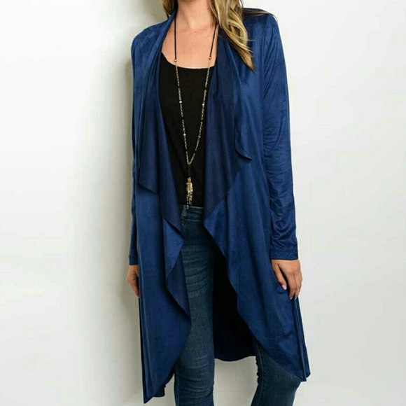 Navy Suede Cardigan