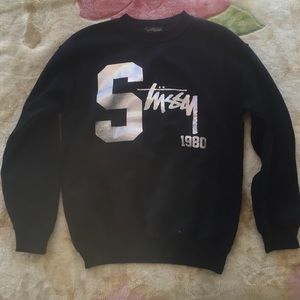 Black Stussy Holographic Crewneck