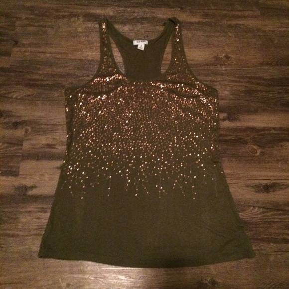 Olive Sequin Racerback Tank