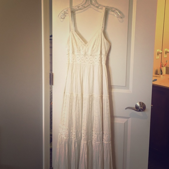 BCBG White Eyelet Maxi Dress