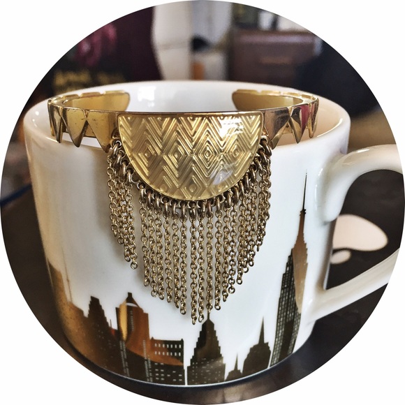 HOUSE OF HARLOW Gold Fringe Cuff/Bangle