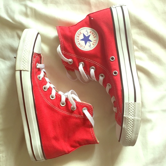 High top red converse Chuck Taylor's