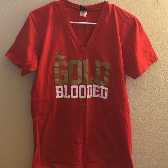 Women's L "Gold Blooded" Niners V Neck
