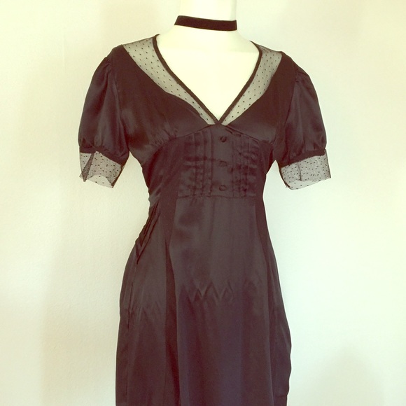 Marc Jacobs Dresses & Skirts - Marc Jacobs Silk Mesh Black Dot Net Goth Dress