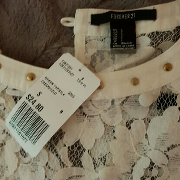 Forever 21 Cream Lace Top - Picture 2 of 4