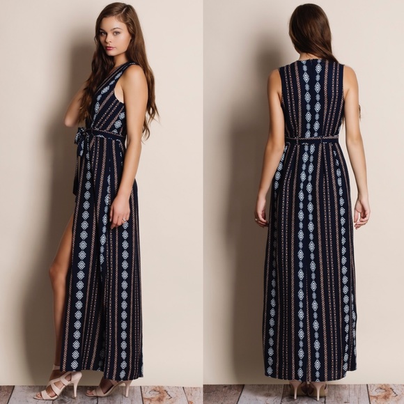 Sleeveless Printed Maxi Romper - Picture 3 of 4
