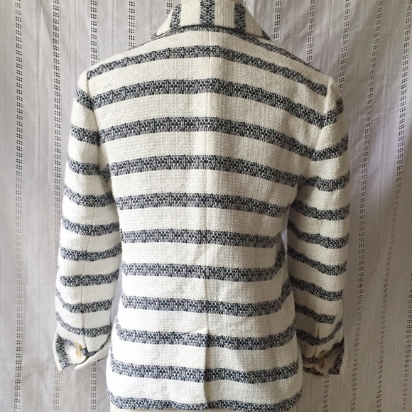 Lucky Brand Collection Striped Blue Cream Jacket Blazer Size Medium - Picture 3 of 4