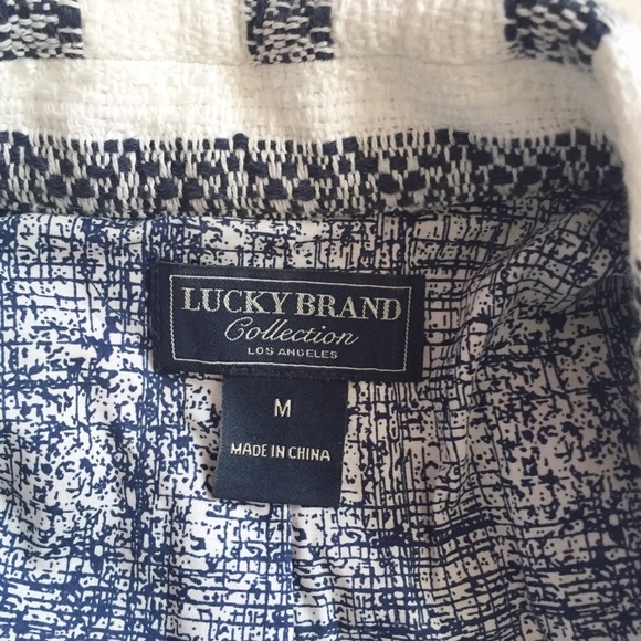 Lucky Brand Collection Striped Blue Cream Jacket Blazer Size Medium - Picture 4 of 4