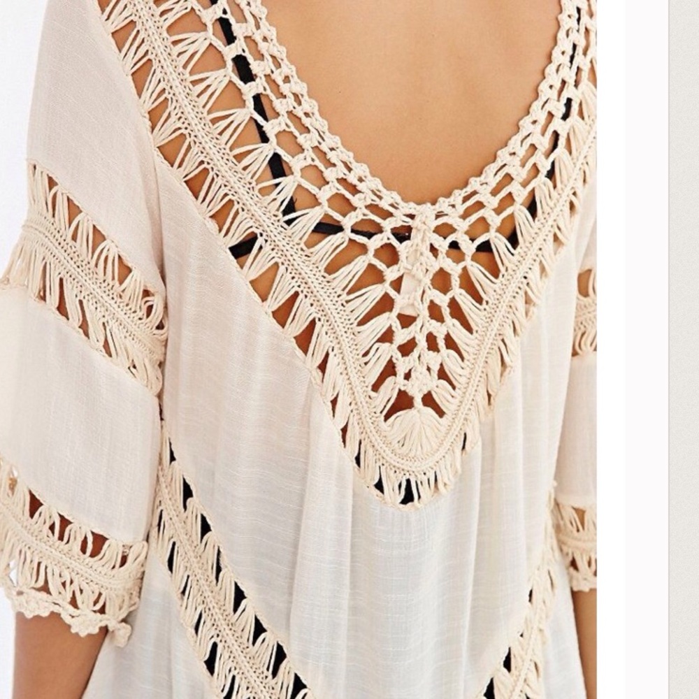 🍃💕Boho Crochet Tiered Tunic Cover Up - Picture 6 of 6