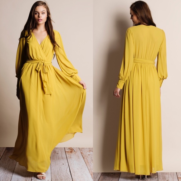 Chiffon Balloon Sleeve Maxi Dress - Picture 3 of 4