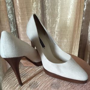 RALPH LAUREN Collection canvas cream colored pumps