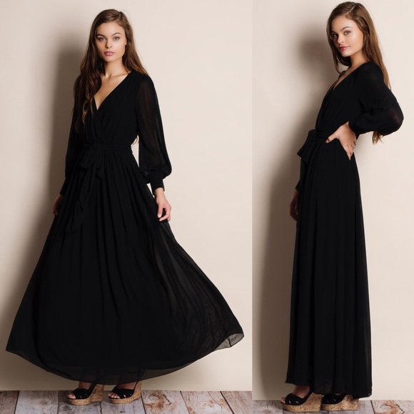 LAST PIECE Chiffon Balloon Sleeve Maxi Dress - Picture 4 of 4