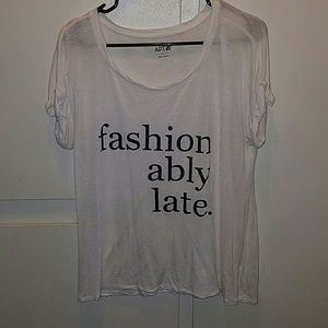 White " Fashionably Late" Top, Winter 2016