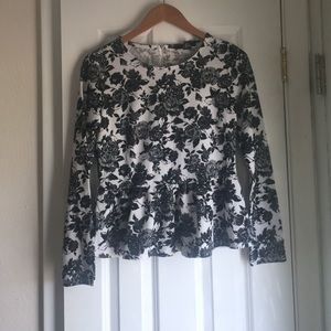 Black and White rose pattern F21 peplum