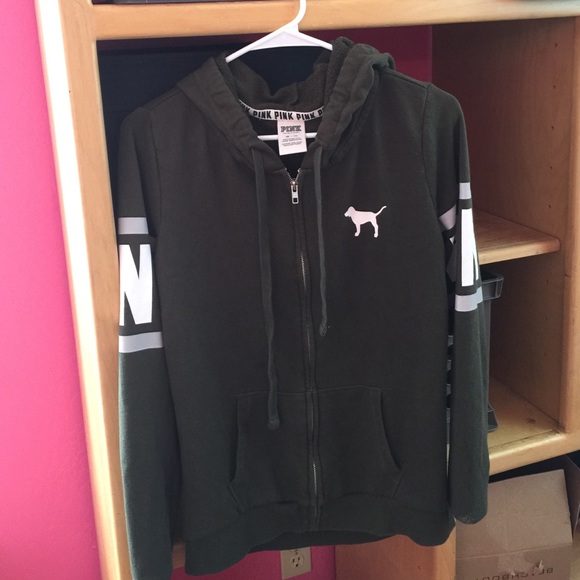 Green Victoria Secret Zip Hoodie