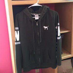 Green Victoria Secret Zip Hoodie