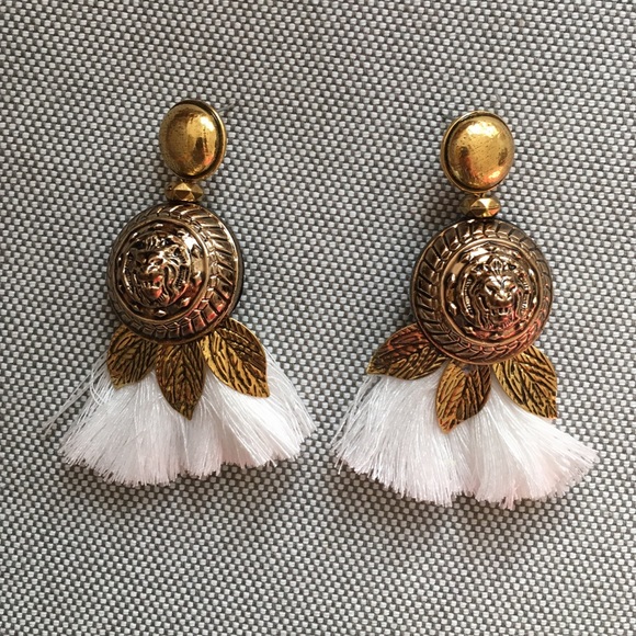 Vintage Lion Tassel Dangle Statement Earrings