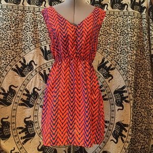 Short orange and blue patterned dress