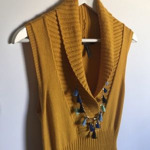 BCBGMaxAzria Dresses - BCBG Max Azria mustard yellow cowl sweater dress S BCBGMaxAzria Dresses - BCBG Max Azria mustard yellow cowl sweater dress S