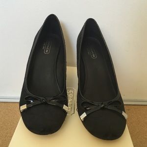 Black Coach Monogramed Wedges