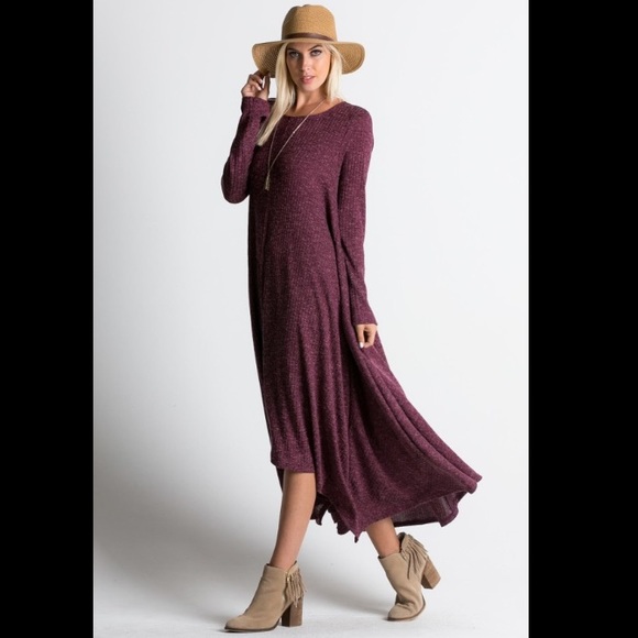 🏆HOST PICK🏆🇺🇸Wine Ribbed Side Pockets Maxi - Picture 3 of 4