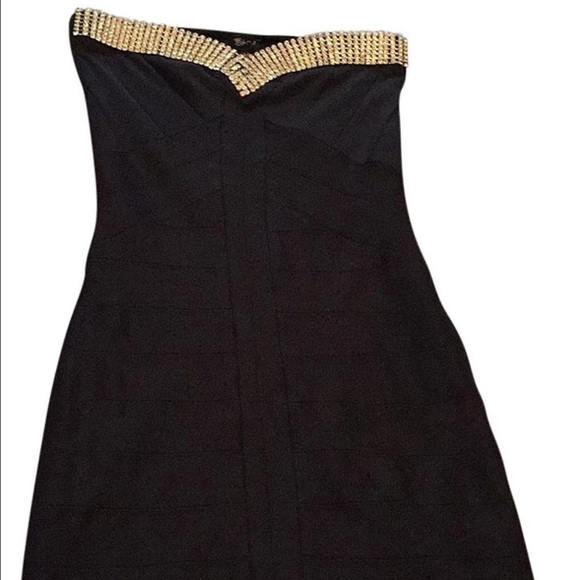 Sky rhinestone bandage dress in black