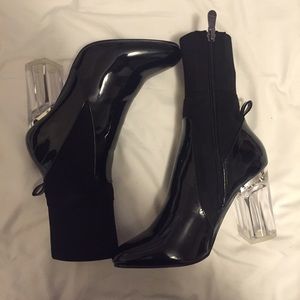 Patent ankle boots