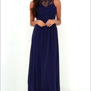 Womens Xs navy blue maxi dress