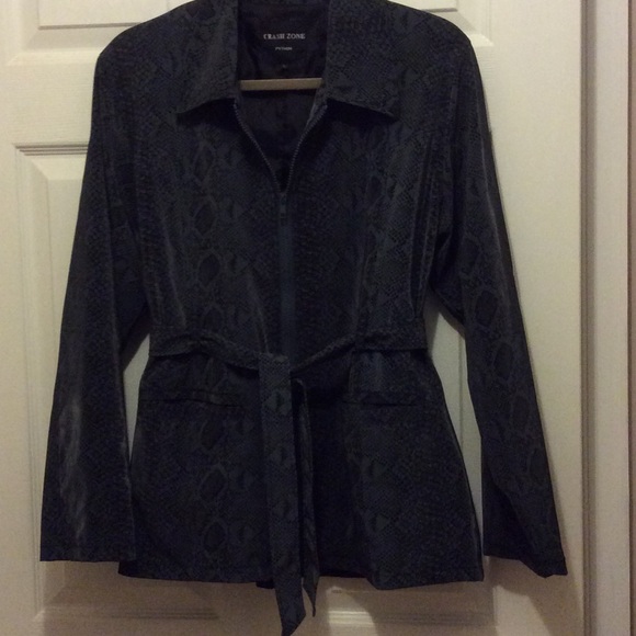 Python Gray and Black Belted Trench Style Jacket