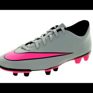 Pink and grey Nike mercurial cleats