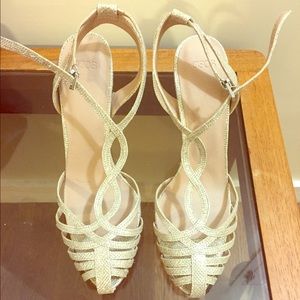 NWB ASOS t-strap gold heels!