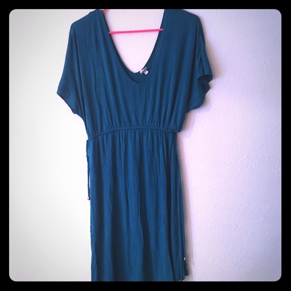Marona medium teal cinched waist comfy dress