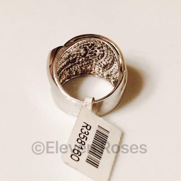 Sterling Silver & 18k Wide Dome Statement Ring - Picture 2 of 4