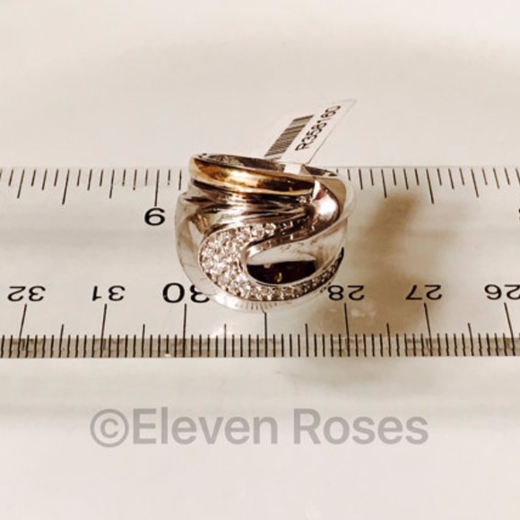 Sterling Silver & 18k Wide Dome Statement Ring - Picture 4 of 4