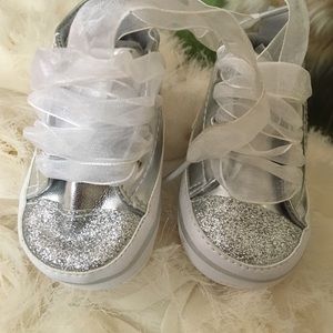 Gerber Silver/Glitter High Top Sneakers Size 0-3M