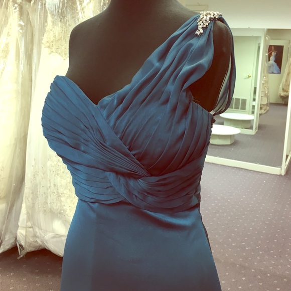 Teal one shoulder Gown