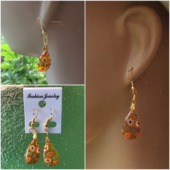 Glass Drop Earrings - Picture 2 of 5