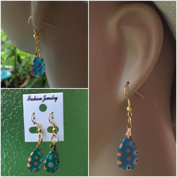 Glass Drop Earrings - Picture 2 of 3