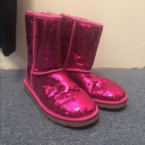 Classic Short Pink Sequin Ugg Boots