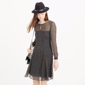 NWT JCREW LONG-SLEEVE SPECKLED CHIFFON DRESS