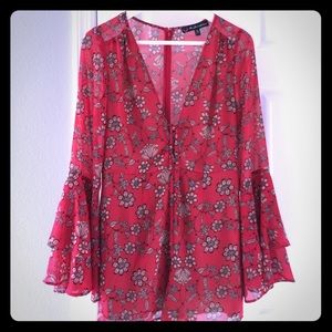 Euc Free people "Pia" red romper
