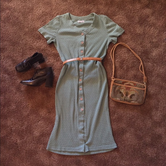 Vintage 90's Dress - Sage Green